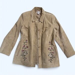Vintage Suede Embroidered Leather Jacket